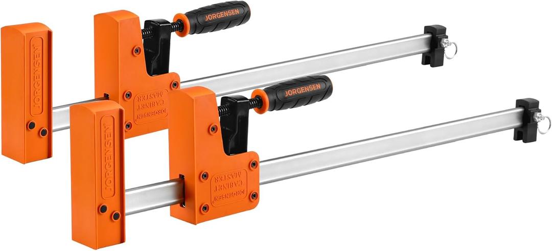 Jorgensen 18 Bar Clamp Set, 2-pack 90 Parallel Clamp Cabinet Master, Steel Jaw Bar Clamp for Woodworking, 1500 lbs load Limited