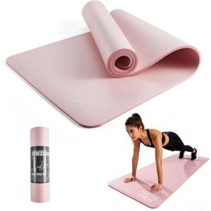 Phoenix Fitness NBR Yoga Mat - 15mm Extra Thick Exercise Mat with Carry Strap - Non Slip Yoga Mat for HIIT, Exercise & Pilates for Men and Women - Black or Pink