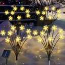 Newhale Set of 4 Snowflake Solar Christmas Decorations, 8 Modes Swaying Garden Lights, Outdoor Pathway Solar Christmas Stake Lights, Upgraded Base on Firefly Light for Lawn Decor (Warm White)