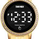 Stainless Steel Gold Womens Digital Watch for Women Waterproof