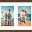 decorUhome 8x20 Picture Frames Collage Wall Decor, Display 4Pcs 4x6 Photos with Mat or 1Pcs 8x20 Unmatted, 4 4x6 Collage Picture Frames for Wall Mounting, Brown