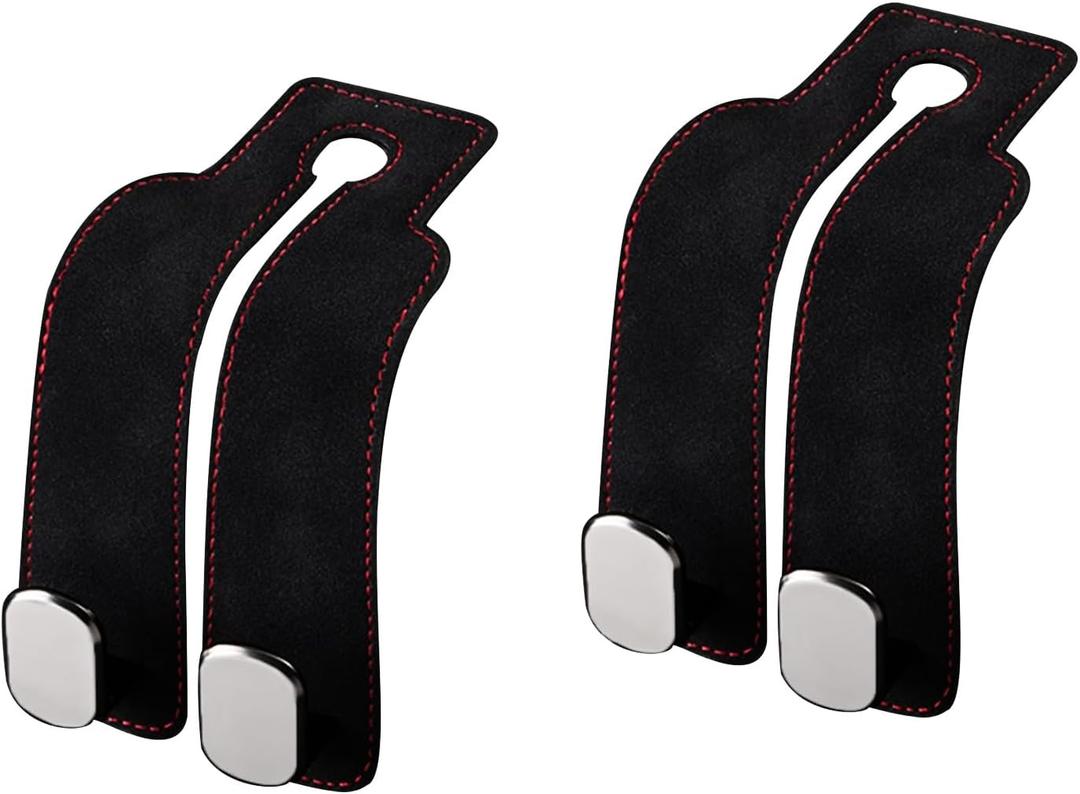 2 x Double Car Headrest Hooks - 2 Pack Car Seat Hooks for Purses, Bags Grocessories, and Handbags, Sturdy&Easy to Use, Car Back Seat Organizers Car Accessories (Black)
