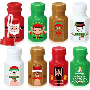Zomiboo 48 Pcs Christmas Party Favors Bubble Wands Bulk Xmas Mini Bubbles Bottles Christmas Bubble Toys for Kids Classroom Prizes Gift Goodie Bags Fillers Holiday Birthday Party Supplies (Red)