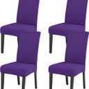 JQinHome Dining Chair Slipcover, High Stretch Removable Washable Chair Seat Protector Cover Set of 4,Chair Covers for Dining Room, Kitchen,Home Party,Wedding Ceremony(Purple, 4PC)