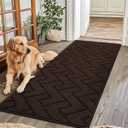 hicorfe Indoor Doormat, Front Back Door Mat Rubber Backing Non Slip Door Mats 24"x71" Absorbent Resist Dirt Entrance Doormat Inside Floor Mats for Entryway Washable Low-Profile(Coffee)