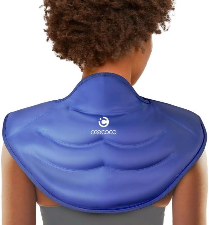 CooCoCo Ice Pack for Neck & Upper Back, Large Shoulder Ice Packs for Injuries Reusable, Cold Neck Ice Pack Wrap for Pain Relief, Cold Compress Therapy for Rotator Cuff Injuries