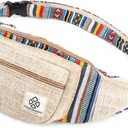 Freakmandu Eco-Friendly Boho Hippie Style Hemp Fanny Pack Hip Waist Bag for Hiking Running Jogging (Beatnik)