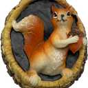 Resin Squirrel Wall Sculpture, Tree Stump Statue Outdoor Garden Decor