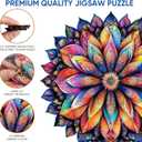 Qiuenisray Wooden Puzzle for Adults 500 Pieces, Geometric Colorful Mandala Jigsaw Puzzle Royal Unique Shape Puzzles, Irregular Christmas Puzzle Creative Gift 16.7 x 16.5 in