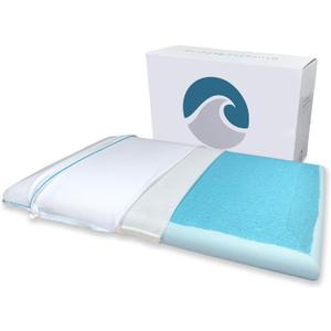 Bluewave Bedding Ultra Slim Max Cool CarbonBlue Gel Memory Foam Pillow for Stomach and Back Sleepers - Thin, Flat Design with Advanced Cooling (2.75-Inch Height, Standard Size)