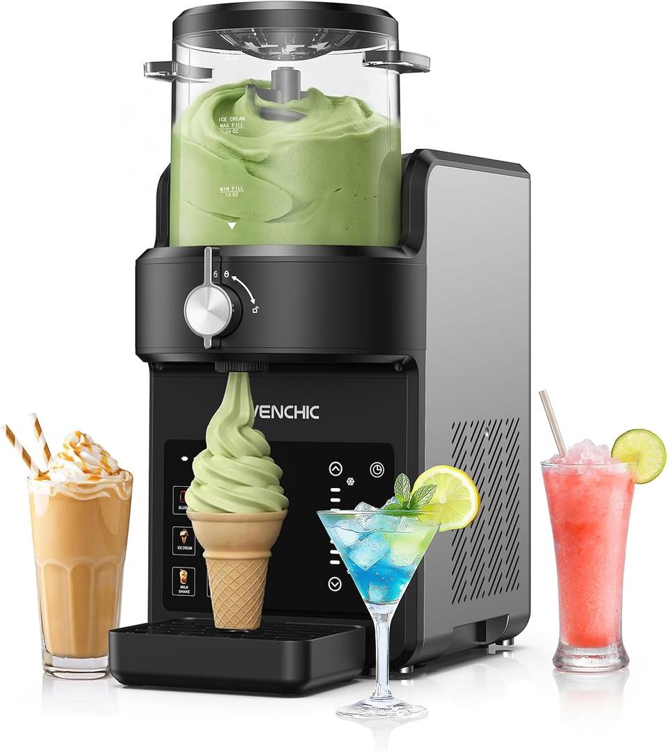 Slushie Machine, Slushie & Soft Serve Ice Cream Make for Home, No Ice Needed with Rapid Chill & Temperature Control, Multi-function for Frozen Drink, Milk Shake, Margaritas, Frapp