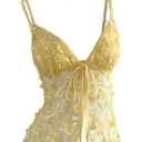 SHENHE Women's Y2k Floral Sequin Cami Top Mesh Sheer Tie Front V Neck Summer Y2k Tank Top XS