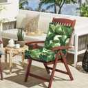 2 x LVTXIII Outdoor Tufted Low Back Cushions, Solid Fluffy Seat and Back Chair Cushion with Ties, Patio Replacement Rocking Chair Cushion for Outdoor Furniture Use, 21 W x 21D, 2 Pack, Swaying Palms Green