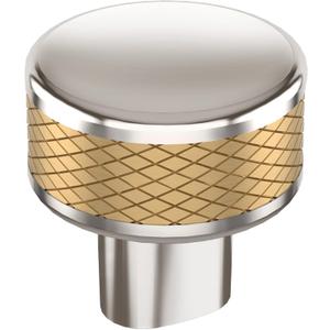 Amerock Esquire 1-1/4 inch (32mm) Diameter Polished Nickel/Champagne Bronze Cabinet Knob, BP36554PNCZ