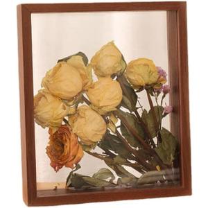 JOSON 2 packsWooden Dried Flower Photo Frame Dried Flower Display Stand Decorative Floating Photo Frame (brown 4x6)