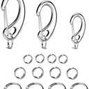 Divoti Leash King Pet Tag Quick Clip/Sping-Load Hook Combo for Pet ID Tags - 1 Per Standard/Medium/Large w/Pack of Split Rings