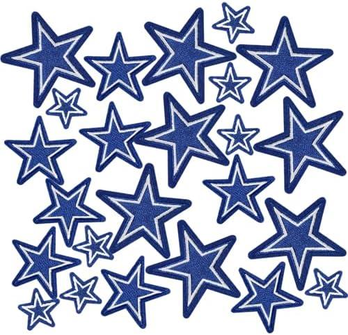 24PCS Cowboys Iron on Patches, Embroidered Applique Football Iron on Patches for Clothes, Hats, Jeans, Skirts, T-Shirts, Backpacks, Etc 3 size blue