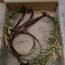 MOSTORY Elf Flower Crown Headband - Handmade Floral Headpiece Fairy Crown for Women Renaissance Cosplay Photo Shoot (Gold Emerald)