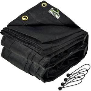 FoundGo 6' x 8' Dump Trailer Tarp [18oz] Heavy Duty Dump Truck Mesh Tarp with Grommets Vinyl Coated Waterproof Truck Cover with Double Pocket incl. 4X Elastic Rope