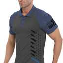 H HYFOL Short Sleeve Polo Shirts for Men Graphic Stretch Casual American Patriotic Raglan Golf Polos for Men (S)