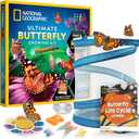 National Geographic Ultimate Butterfly Growing Kit  Butterfly Habitat Kit with Voucher to Redeem 5 Caterpillars (S&H Not Included), Glow-in-The-Dark Figures, Hands-On Activity, Easter Gifts for Kids