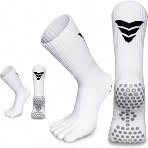 Soxsense Multi-Pack Sports Grip Toe Socks with Cushion, Non-Slip Finger Socks for Pilates, Home Gym, Soccer, basketball, Large