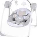 Ingenuity Comfort 2 Go Compact Portable 6-Speed Cushioned Baby Swing with Music, Folds Easy, 0-9 Months 6-20 lbs (Cuddle Lamb)