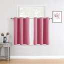 ChrisDowa Small Window Curtains for Kitchen and Bedroom - Grommet Short Thermal Insulated Room Darkening Curtains (2 Panels, Pink, 42 x 36 Inch)