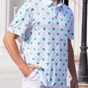 Mens Polo Shirts Short Sleeve Print Golf Shirts Gifts for Men (White, M)