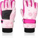 Nattork Ski Ice Skating Glove for Girls or Boys Warm Lining Gloves Snowboarding Windproof Gloves Winter Outdoors Sports (M(7-9 years), Cute Pink)