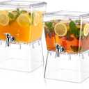 FillTouch 2 Pcs 1.5 Gallon Drink Dispensers for Parties Clear Plastic Beverage Juice Lemonade Dispensers Leak Proof Drink Containers with Stand and Spigot for Iced Tea Mimosa Bar Fridge Countertop