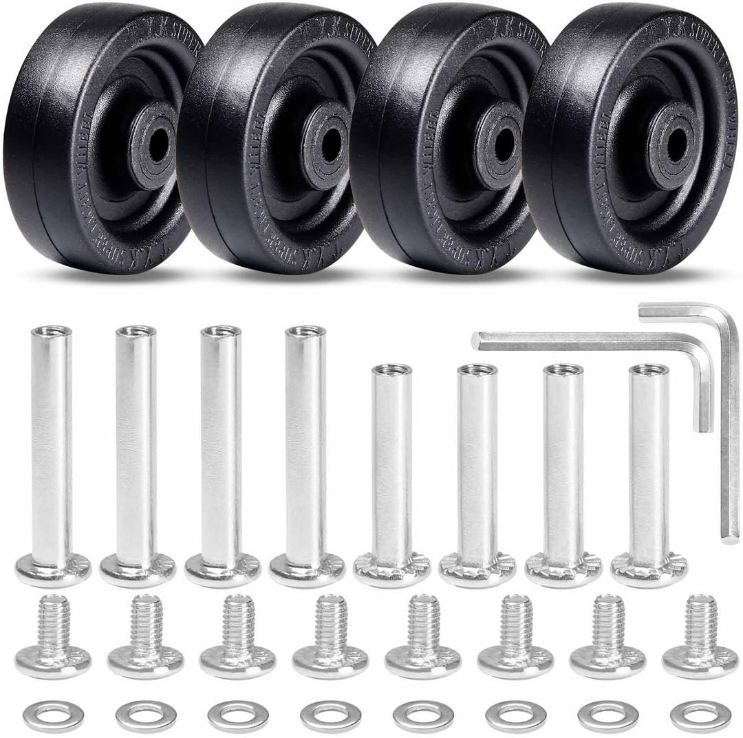 MroMax 4Pcs Luggage Wheels Replacement, 2 Inch (50 x 16mm) Rubber Suitcase Replacement Wheels Wear-Resistant Repair Wheels for Luggage