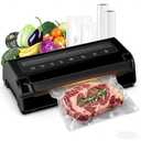 95kpa Vacuum Sealer Machine,Commercial Full Automatic Food Sealer,Powerful Sealing System with Double Heat Seal,Built-in Cutter&Bags Storage,1 Bag Rolls and 10 pcs Pre-cut Bags