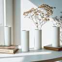 LIZOFER 5.51'' Small Modern White Ceramic Vase Set of 10 for Living Room Bedroom Minimalist Fresh Flower Vases for Bouquet Fake Plant Home Decor Office Fireplace Centerpieces Nordic Style 10 Pack