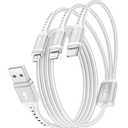 Multi Charging Cable 2Pack 6FT, 3 in 1 Charger Cable Braided Universal Phone Charging Cord with Lightning/Type C/Micro USB Ends, Multiple USB Cable for iPhone/Samsung/Google Cell Phones and More