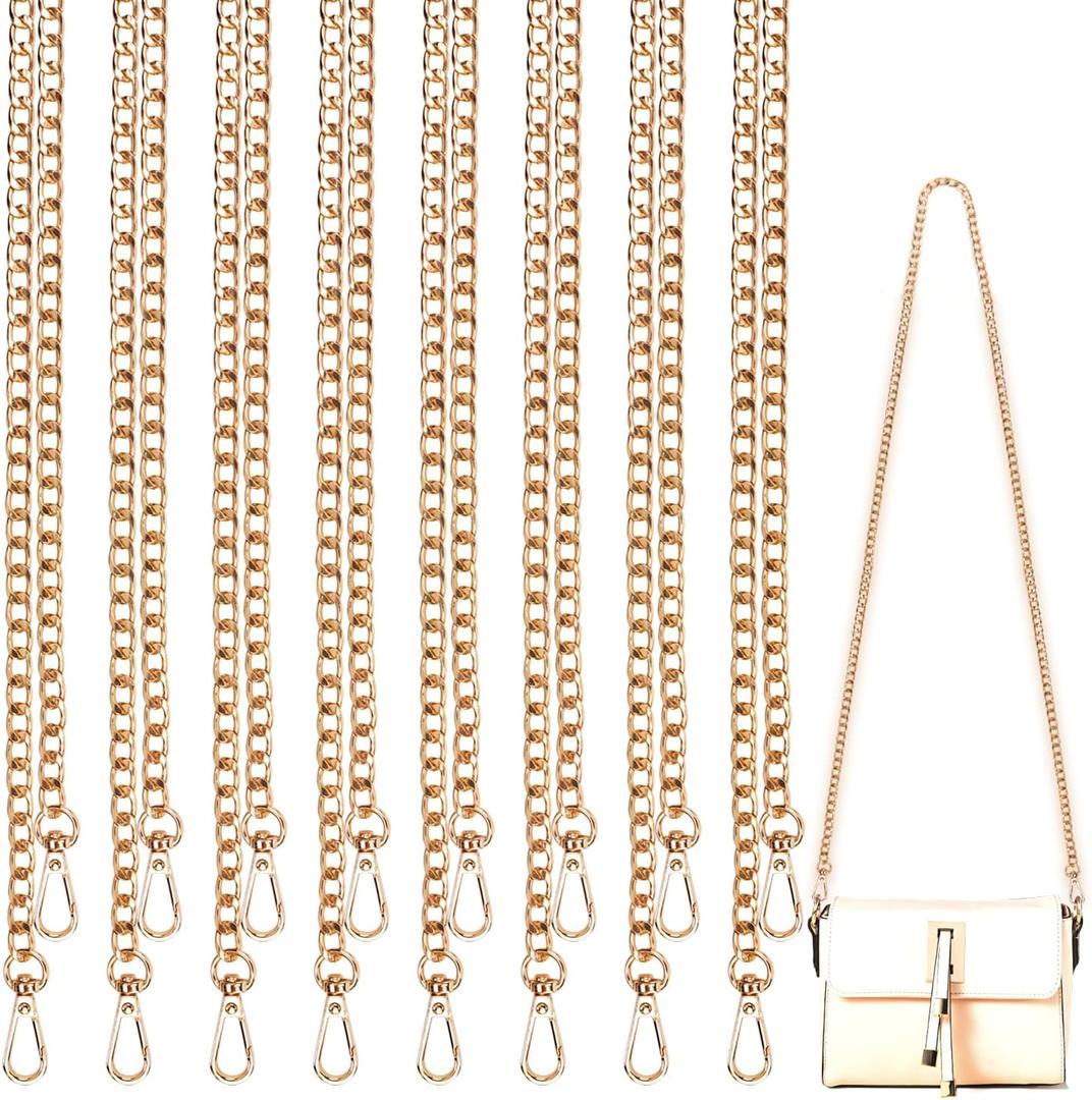 DIY Metal Shoulder Cross Body Bag Chain Replacement, 8 Pack (47 Inch/pcs) (Gold)