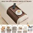 GEHE Bamboo Sofa Arm Tray, Foldable Couch Arm Tray Side Table, Anti-Falling Armrest Tables Cup Holder for Snacks, Drinks, Beers, Phone, Control, Flexible and Portable, Anti-Slip Bottom