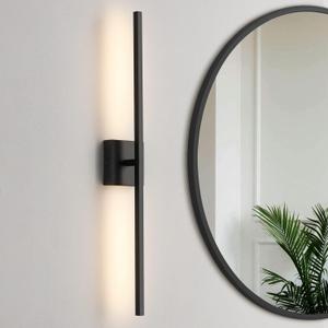 Black Bathroom Light Fixture 360 Rotatable Black Vanity Lights for Bathroom LED Dimmable 30 inch Modern Wall Sconce with 3500K Warm Light Bathrooms Sconce Over Mirror
