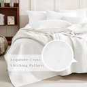 CozyTide White Oversized King Quilt 120x120,Stone-Washed Cotton Lightweight Oversized King Bedspread,3 Pieces Extra Large Modern California King Coverlet Set Ultra Soft, Oversized King 120x120, Milk White-cross