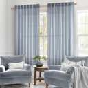 MIULEE Chambray Blue Linen Curtains 54 Inch Length 2 Panels for Bedroom Living Room, Soft Linen Textured Window Drapes Semi Sheer Light Filtering Back Tab Rod Pocket Farmhouse Modern Burlap Look Decor, 52"W x 54"L