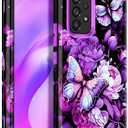 Miqala for Galaxy A53 5G Case,Glow in The Dark Three Layer Heavy Duty Shockproof Full Protection Hard Plastic Bumper+Soft Silicone Protective Case for Samsung Galaxy A53 5G,Light Purple Butterfly