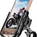 Kewig Motorcycle Phone Mount with Aluminum Alloy Mounting Base [Camera Friendly] [1s Lock & Release] Bike Handlebar Cellphone Holder for Scooter Bicycle ATV, Fit 5.4-7.2" Smartphone