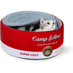 Can-Shaped Cat Bed with Privacy Cover - Comfortable Cushion for Cats & Small Dogs