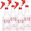 Uineko Plastic Spray Bottle (4 Pack, 32 Oz, All-Purpose) Heavy Duty Spraying Bottles Leak Proof Mist Empty Water Bottle for Cleaning Solution Planting Pet with Adjustable Nozzle and Measurements