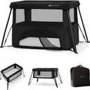 Kinderkraft CAMI 3-in-1 Baby Bed, Travel Bed for Baby, from Birth to 3 Years, Baby cot, Travel cot, Easy to Fold Compactly, Travel Bag Included, Two Levels, Black, Crib