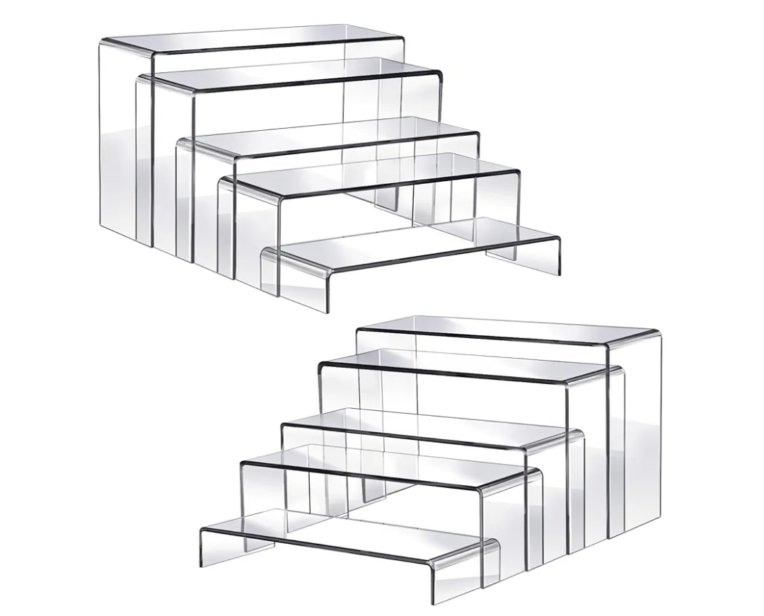 Fixwal 10pcs 2 Set Acrylic Risers for Display Clear Perfume Organizer Stands Acrylic Display Risers for Show Figures, Cupcake, Jewelry, Toys, Perfume and More (Large Size)