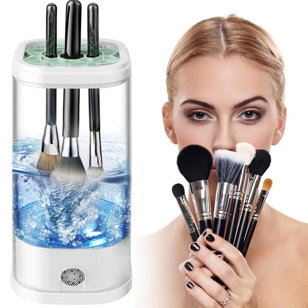 Electric Makeup Brush Cleaner Machine, 7000 RPM Deep Clean for All Make up Brush Types, Automatic Beauty Tool for Home & Travel, Ideal Gift for Women Wife Girlfriends (Transparent)