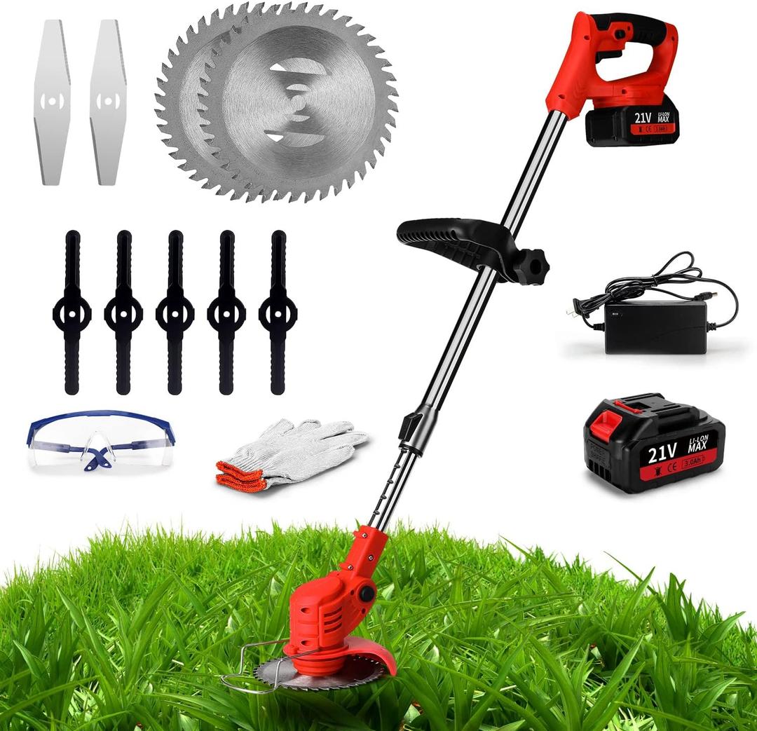 Cordless Weed Wacker,Battery Powered Weed Wacker 3 in 1 Rechargeable Weed Wacker Electric for Lawn Garden Yard, Includes 1 * 3.aH Battery
