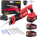 Brushless Cordless Reciprocating Saw 3300 SPM, Dual 21V 4.0Ah Batteries & Fast Charger, 8-Piece Bi-Metal/Wood Blade Kit, Low-Noise Lightweight for Wood, Metal, PVC & Pruning (Carry Case Set)