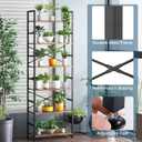 6 Tier Tall Rustic Wood Bookshelf, Metal Frame Standing Bookcase, Open Back Modern Office Bookcases, Industrial Vintage Book Shelf Unit